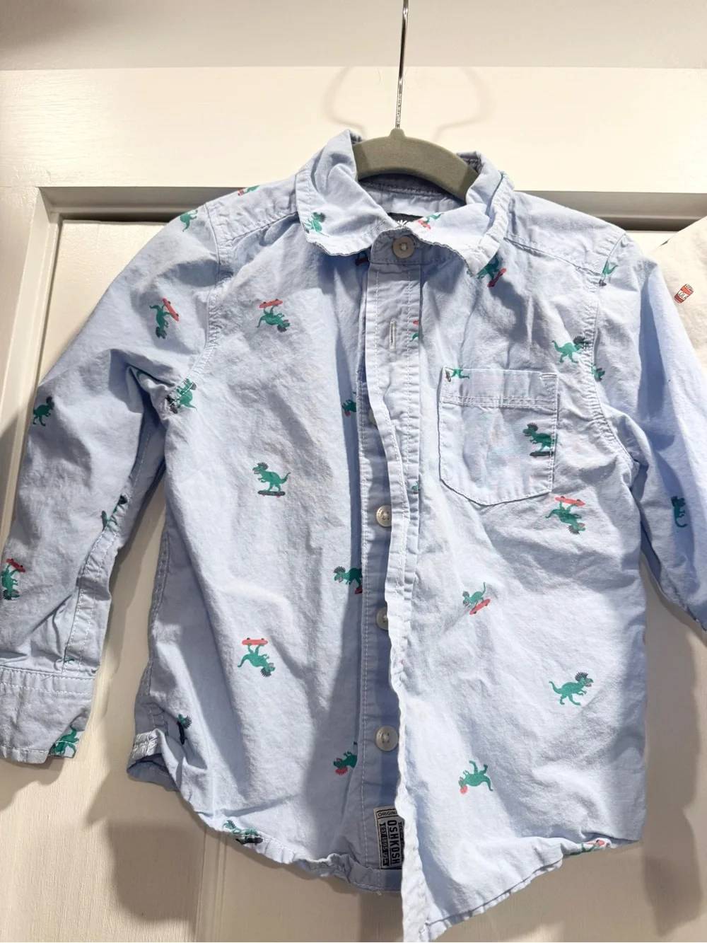 Oshkosh Carters Boys 3T Button Down Shirt Bundle Lot Dinosaur Taco Burger Summer